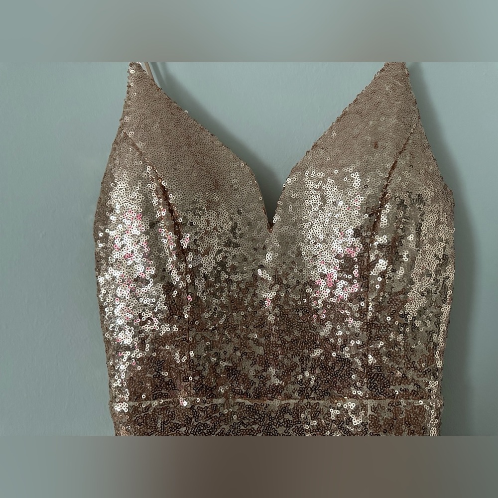 NWT B. Smart Blush Long Gown with slit on left